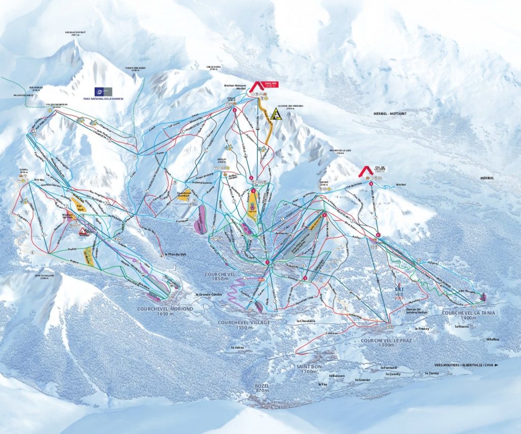 Courchevel Piste Map 2019 - Ski Europe - winter ski vacation deals in ...