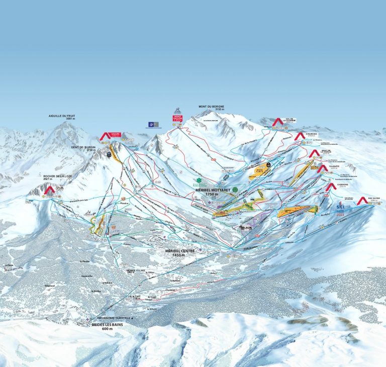 Meribel Mottaret Piste Map 2019 - Ski Europe - Winter Ski Vacation ...