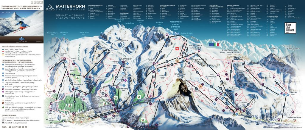 Zermatt Matterhorn Piste Map - Ski Europe - winter ski vacation deals ...